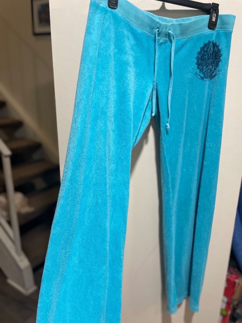 Turquoise Juicy Logo Drawstring Terry Sweatpants Size Medium